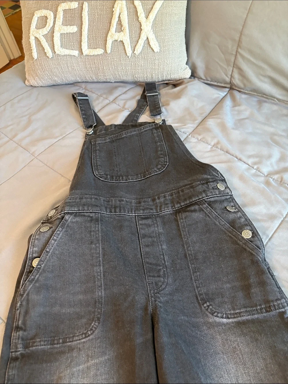Women NEW 4 Black Overalls Old Navy Slouchy Straight Workwear Non Stretch Denim